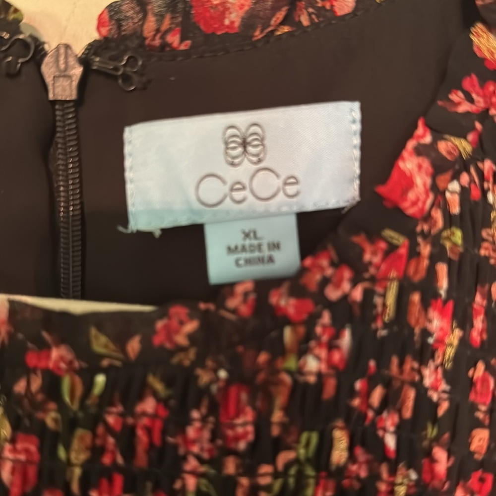 CeCe Black and Red Floral Kids Dress DD‎ - Picture 4 of 8